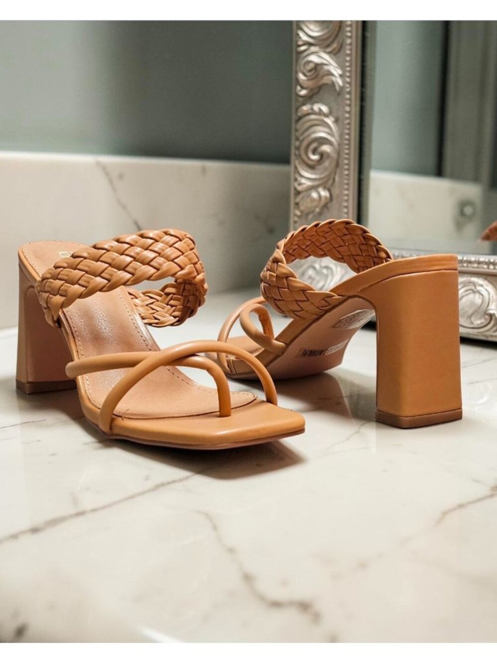 Braided Natural Block Heel Sandals With Strappy Design For Women - Picture 2 of 16